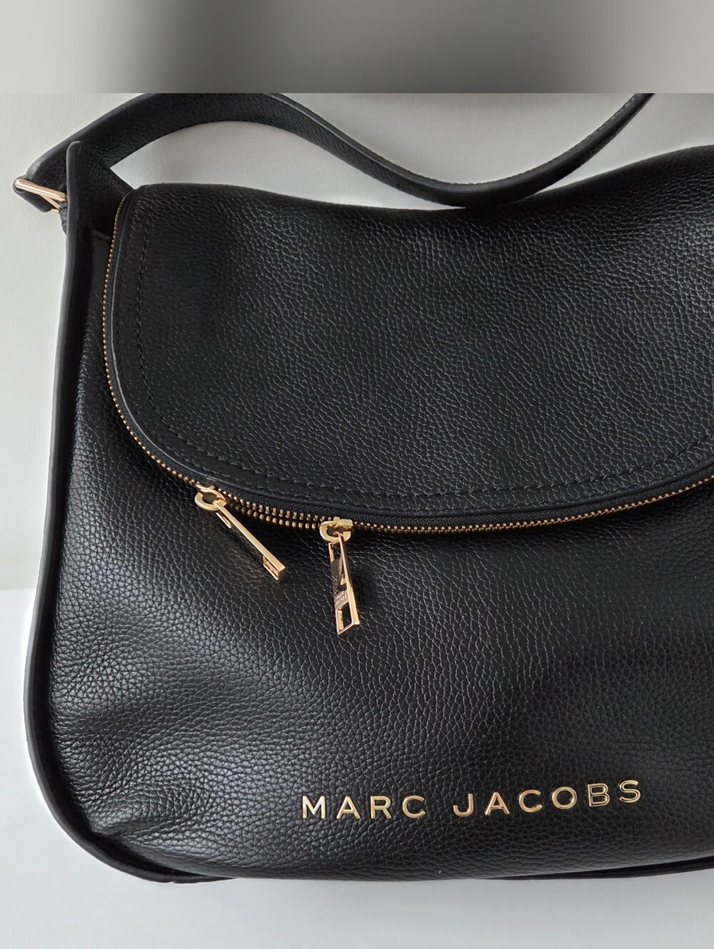 The Groove Hobo Shoulder Bag by Marc Jacobs. Black Pebbled Leather